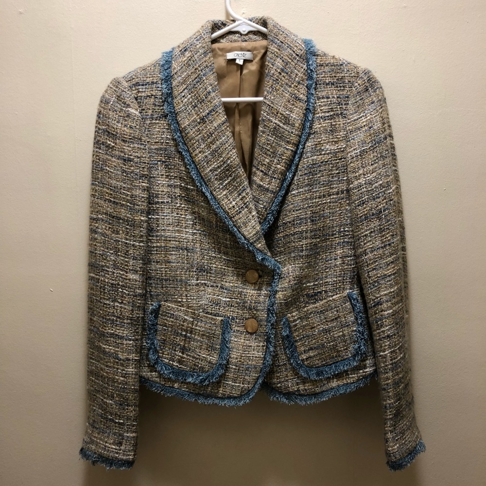 Blue and Tan Cache tweed blazer